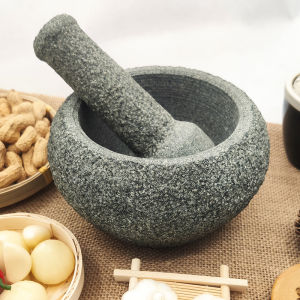 Natural Green Stone Mortar Home Use Garlic Crusher Spice Grinder Kitchen Tool Easy to Clean Durable Stone Pestle And Mortar