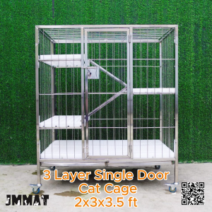 2x3x3.5 ft – 3 Layer Single Door Cat Cage 304 Stainless-Steel Heavy-Duty Cage - Cat Cage/Crate - Pet Cage