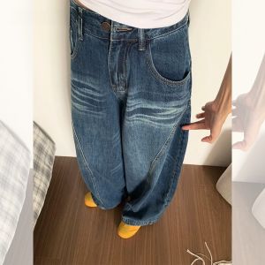 Quần Jeans Denim Co Giãn Thẳng Cạp Cao Kiểu Dáng Rộng Cho Nữ Quần Dài Có Mũi Tay Váy Thường Ngày Thu Đông 2025