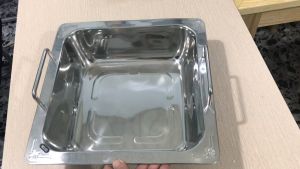 Nồi lẩu inox nhà hàng xoong nấu lẩu hình vuông màu inox 1 ngăn nồi vuông 1 ngăn chuyên lẩu