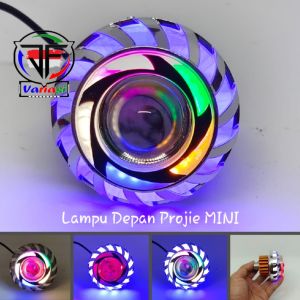 Lampu Depan Projie Mini Spiral 2.5 inch SUPER Bright Warna Rainbow Pelangi Universal Untuk Berbagai Kendaraan