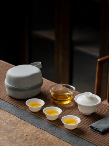 XIYUANJI | Portable Travel Kung Fu Tea Set with Lidded Bowl Teacups