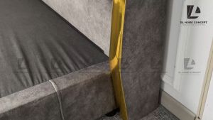 DL Home Concept Dorris Queen/King Bedframe (Gold Headboard Corner Leather Design)