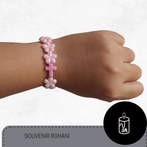 Gelang Salib Elastis Bunga Kristal Akrilik Bracelet kristen Full Colour