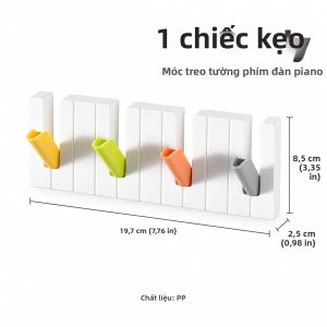 Móc Treo Tường Hình Phím Đàn Piano Sáng Tạo Tự Dính Gói 4 Cái Giá Treo Khăn Dụng Cụ Sắp Xếp Nhà Cửa Cho Phòng Tắm Nhà Bếp Không Cần Khoan.