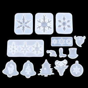Christmas Pendant Silicone Mold Snowflake Christmas Tree DIY Keychain Earrings Necklace Jewelry Craft Making Mould Xmas Decor