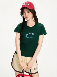 Gbiaior | Áo Thun Tay Ngắn Màu Xanh Đen Elegance Ôm Body