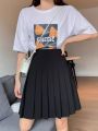 High Waist A-Line Mini Skirt for Tall Women Summer plus Size College Style White Midi Skirt Flared Skirts Elegant Simple Color. 