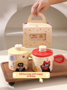 Hadiah hari jadi cawan comel untuk wanita kucing cawan tumbler cawan kopi comel cawan estetik
