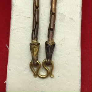 สร้อยคอทองเหลือง งานดิบไม่ได้ชุบ ความยาว 20 นิ้ว ลายเกล็ดมังกรคั่นหัวจรวด ทองเหลืองโบราณ วินเทจ