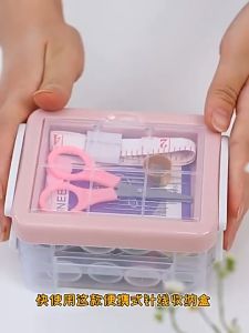 Vaka.shop ชุดเข็มด้าย อุปกรณ์เย็บผ้า ชุดเย็บผ้าพกพาชุดกล่องเครื่องมือเย็บผ้า แบบสามชั้น