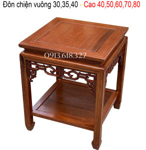 Đôn vuông chiện kê tượng gỗ hươngĐôn ghế vuôngđôn tượngđôn bày đồmặt vuông 30cm có 5 kích thước cao là 4050607080