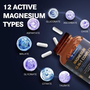 Totaria Magnesium Complex 700mg 12 in 1 Magnesium Supplement with Glycinate Citrate Malate Oxide Taurate Aspartate Orotate Magnesium RelaxationMuscleHeart Support Vegan 120 Capsules