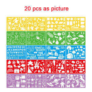 Kids Drawing Stencils Set: 20 pcs Large Plastic Templates with 300+ Patterns for Painting - Creative Gift for Girls & Boys