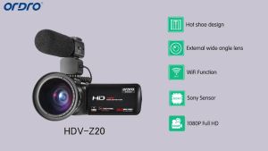 ORDRO HDV-Z20 Video Camera 1080P 30fps 24MP IR Night Vision Camera