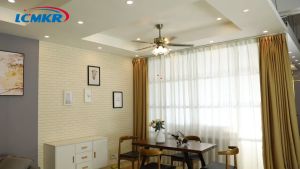 LCMKR โคมไฟพัดลมเพดาน LED โคมไฟพัดลมเพดานย้อนยุค ใบมีดแบบหมุนกลับได้ 52น้ิว E27และ 3 ดวง ดวงห้องนอน ห้องรับประทานอาหาร เปลี่ยนสีไฟได้ 3 สี