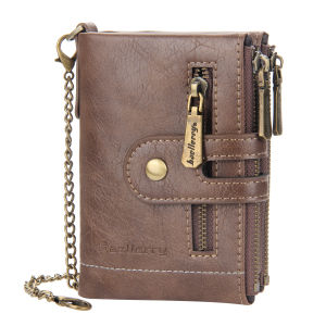 New Mens Short Soft Leather Wallet Large Capacity Zipper Multi-Card Slot Trendy Business Coin Purse Baellerry PU Material