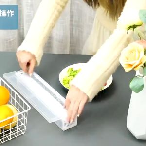 1PCS Food Cling Film Cutting Box Transparent Home Sliding Aluminum Foil Cling Film Paper Cutter Kitchen Tools
