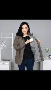 Jaket Canvas Wanita korean Style Terbaru Kekinian Bolak Balik Jumbo Ukuran M Sampai 4XL