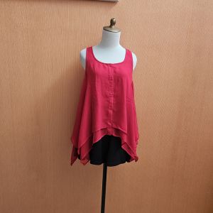 atasan wanita merah L cewek blouse kutung santai cute