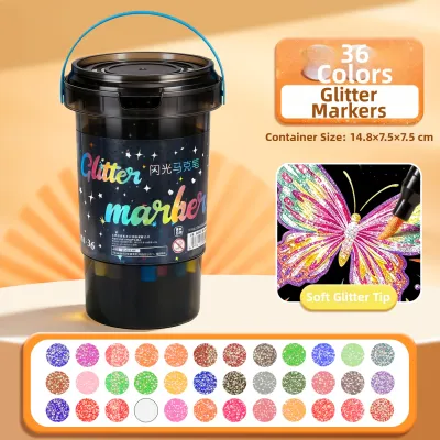 XUEDELE | Glitter Soft Tip Markers Waterproof Overlay Colors