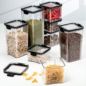 【Hot Sale】1/2PcsFood Storage Containers Kitchen Storage Organization Kitchen Storage Box Ducts jars for Kitchen PET Food container Box Lid