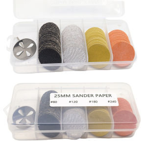 120 PCS 25mm Sanding Paper Discs with Metal Nail Drill Bit Foot File Drill Bits 80#120#180#240# Grit for Nail Drill Foot Files