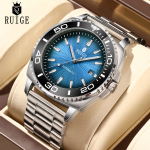 RUIGE Fashion Mens Fully Automatic Mechanical Watch Stainless Steel Calendar Mens Night Light Waterproof Versatile Watch