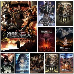 Bandai | 1PC Attack on Titan Poster Anime Canvas Wall Art Japanese Manga Room Decor for Bedroom Living Room Coffee House Bar