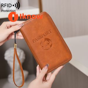 ฉันรู้ว่า2025ซองใส่หนังสือเดินทางซิปยาวที่มีการป้องกัน RFID-อุปกรณ์จัดระเบียบซองใส่พาสปอร์ตอเนกประสงค์สำหรับพาสปอร์ตตั๋วและบัตร