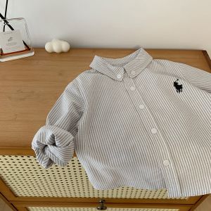 Áo Sơ Mi Trẻ Trung Màu Xám Cho Bé Trai Mùa Xuân Thu Dài Tay Cotton Nguyên Chất Thời Trang Áo Khoác Ngoài Cho Trẻ Em