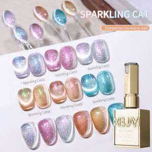 XEIJAYI 6pcs 15ml Sparkling Cat Eye Nail Gel Polish set Semi Permanent Nail Art Soaking UV LED Nail Salon DIY Nail Salon Gel