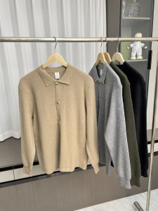 เสื้อคาร์ดิแกนถักแขนยาวผู้ชายฤดูใบไม้ร่วง/ฤดูหนาว ทรงหลวม ปกคอกลม ทรงหลวม ป้องกันการเกิดขน แฟชั่นผู้ชาย