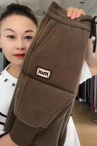 Womens Fleece Lined Harlan Thickened Winter Pants Warm Casual Carrot Pants High Waist Long Trousers Comfortable Commute Style