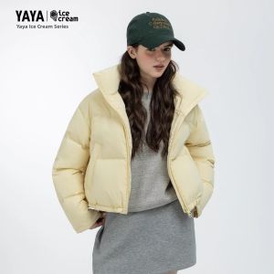 YAYA | Ice Cream Series Winter Short Solid Stand Collar Down Jacket