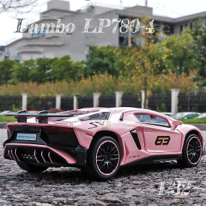 【Without box】1/32 Pink Lamborghini Aventador LP780-4 diecast car jianyuan Zinc Alloy Model Toys Sport Cars Light and Sound Birthday Gifts for Children Collection Pull Back