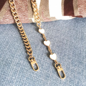 High end metal strap aluminum metal chain strap womens bag boutique chain accessories DIY strap heart-shaped fashion accessories bag chain strap shoulder strap single shoulder diagonal cross strap