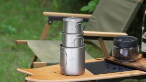 Boundless Voyage Titanium Camping Mug with Lid Stackable Cup Travel Tableware for Backpacking Hiking Home Use