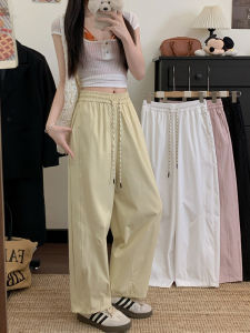 Quần Dài Ống Rộng Cạp Chun Có Dây Rút Thể Thao Thường Ngày Cho Nữ Mùa Thu 2025 Quần Dài Ống Đứng Mới Rộng Rãi