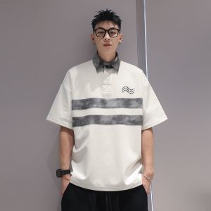 Áo Thun Polo Nam Dáng Rộng Mùa Hè Cổ Bẻ Thêu Tay Ngắn Dáng Lớn 300 Pound Phong Cách Mỹ Cổ Điển Thời Trang Thường Ngày