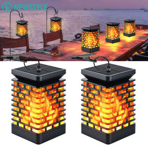 2-4PCS Solar Lights Outdoor Garden Hanging Solar Flame Flickering Lantern Waterproof Solar Path Light Dancing Flame Light Yard