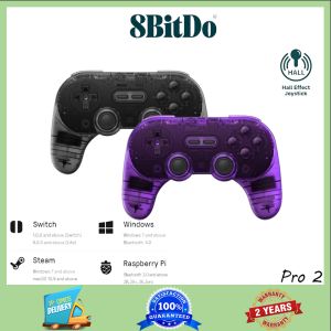 8Bitdo Pro 2 Bluetooth Controller Hall Effect Joystick Update Gaming Controller Compatible with Switch Apple Windows Steam Deck Android and Raspberry Pi
