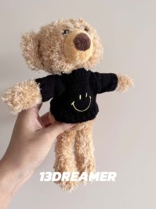 Cartoon Black Smiling Bear Doll Pin Brooch Decorative Clothing Accessory Plush Toy Padded Bear Hanging Ornament New