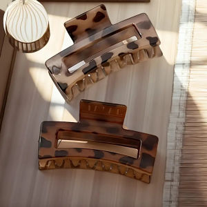 2 Kẹp Tóc Hình Cá Mập In Họa Tiết Da Báo Cho Nữ Kẹp Tóc Nhựa Hình Chữ Nhật Sang Trọng Phụ Kiện Tạo Kiểu Tóc