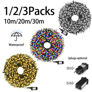 1/2/3Pcs LED String Light 10M/20M/30M Christmas Tree Fairy Outdoor Festoon 220V EU Plug/110V US PlugParty Decor Lamp CW/WW/RGB