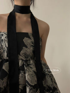 Thanh Lịch Dài Lụa Khăn Quàng Cổ Thời Trang Nữ Bảo Vệ Cổ Đa Năng Túi Băng Đô Bọc Tóc Polyester Thời Trang Mùa Hè Hai Mặt Bằng Sợi