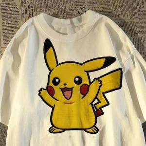 PAZHAOLANG | Cute Pikachu Embroidery T-Shirt Large Size Short Sleeve