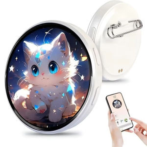 GIF Dynamic Digital Display Badge DIY Photo Video MP3 Player Anime Trendy E-Badge for Game Cycling Kids Boy Gift