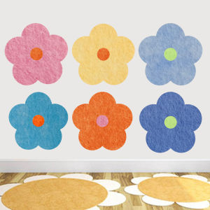 Nordic Small Flower Felt Cork Message Board Wall Sticker Self Adhesive Kindergarten Soft Decoration Wall Mural New Year Decor