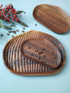 Cherry Wood Dessert Plate Serving Tray Pastry Board Chestnut Dried Fruit Storage Box Solid Wood Fruit Plate Wooden Plate